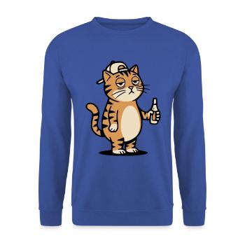 Bier Katze - Unisex Pullover - Royalblau - Vorne - Alina (178cm) & Michal (187cm)