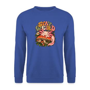 Axolotl Pilz Design Süßes Salamander Tier Retro - Unisex Pullover - Royalblau - Vorne - Alina (178cm) & Michal (187cm)