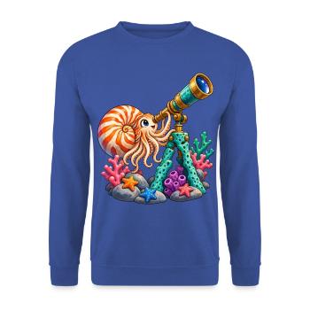Kleiner Nautilus im Korallen-Observatorium - Unisex Pullover - Royalblau - Vorne - Alina (178cm) & Michal (187cm)