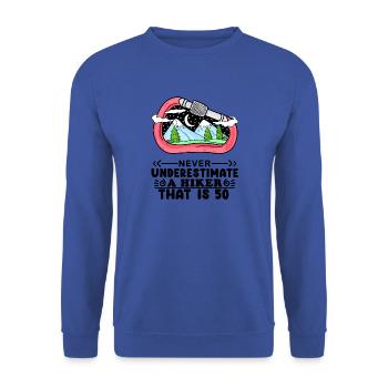 50 Jahre - Berg Wandern Bergsteigen - Unisex Pullover - Royalblau - Vorne - Alina (178cm) & Michal (187cm)