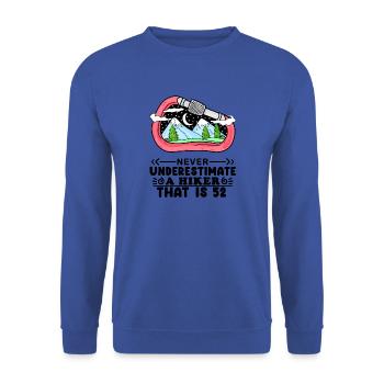 52 Jahre - Berg Wandern Bergsteigen - Unisex Pullover - Royalblau - Vorne - Alina (178cm) & Michal (187cm)