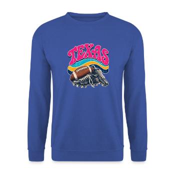 Texas Retro-Fußball & Boots Design - Unisex Pullover - Royalblau - Vorne - Alina (178cm) & Michal (187cm)