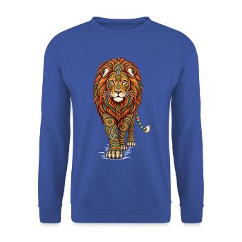 Mandala Löwe Zen Spirituell Boho - Unisex Pullover - Royalblau - Vorne - Alina (178cm) & Michal (187cm)