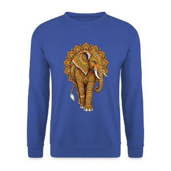 Mandala Elefant Zen Spirituell Yoga - Unisex Pullover - Royalblau - Vorne - Alina (178cm) & Michal (187cm)