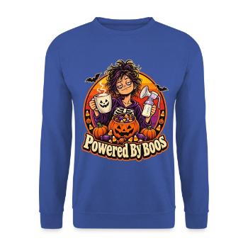 Halloween-Geist Powered By Boos Mama - Unisex Pullover - Royalblau - Vorne - Alina (178cm) & Michal (187cm)