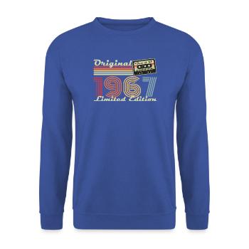 Original 1967 Jahrgang Vintage Geburtstag Retro - Unisex Pullover - Royalblau - Vorne - Alina (178cm) & Michal (187cm)