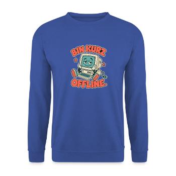 Bin Kurz Offline Retro-Computer - Unisex Pullover - Royalblau - Vorne - Alina (178cm) & Michal (187cm)