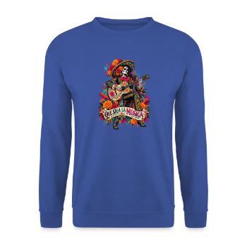 Día Muertos Gitarrenmusik Portrait - Unisex Pullover - Royalblau - Vorne - Alina (178cm) & Michal (187cm)