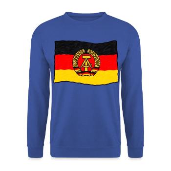 DDR Flagge – Handgezeichnet im Kinderstil - Unisex Pullover - Royalblau - Vorne - Alina (178cm) & Michal (187cm)