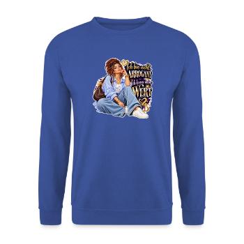 Ich kenne meinen Wert – Glam Empowerment - Unisex Pullover - Royalblau - Vorne - Alina (178cm) & Michal (187cm)