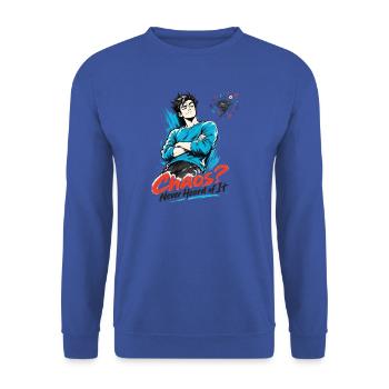 Chaos? Nie davon gehört - Unisex Pullover - Royalblau - Vorne - Alina (178cm) & Michal (187cm)