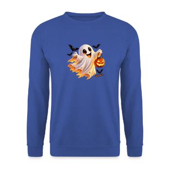 Halloween_02_Gespenst_Kuerbislaterne_Wenuma_Spr - Unisex Pullover - Royalblau - Vorne - Alina (178cm) & Michal (187cm)