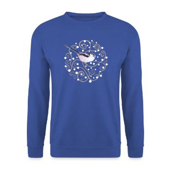 Verfilzte Hecke – Langschwanzmeise - Unisex Pullover - Royalblau - Vorne - Alina (178cm) & Michal (187cm)