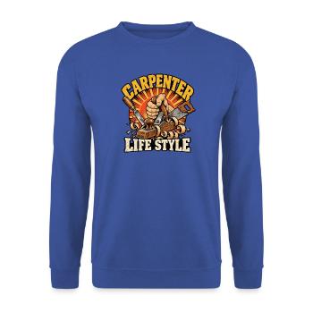 Lebensstil als Zimmermann - Unisex Pullover - Royalblau - Vorne - Alina (178cm) & Michal (187cm)
