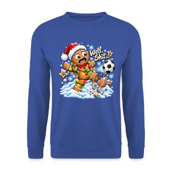 Well Shit Gingerbread Soccer Player Christmas - Unisex Pullover - Royalblau - Vorne - Alina (178cm) & Michal (187cm)