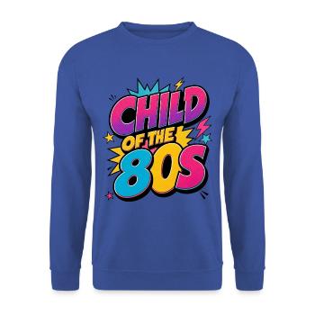 Kind der 80er – Child of the 80s Retro Neon - Unisex Pullover - Royalblau - Vorne - Alina (178cm) & Michal (187cm)