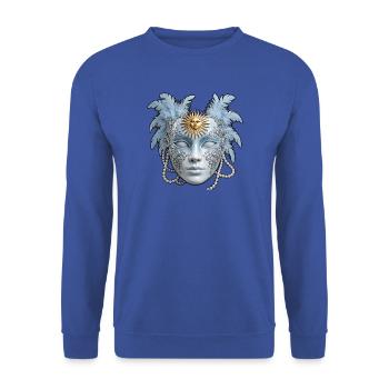 Blaue Venezianische Maske mit Sonne - Unisex Pullover - Royalblau - Vorne - Alina (178cm) & Michal (187cm)