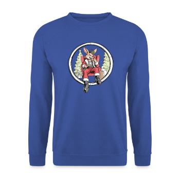 Häschen-Santa im Weihnachtskreis - Unisex Pullover - Royalblau - Vorne - Alina (178cm) & Michal (187cm)