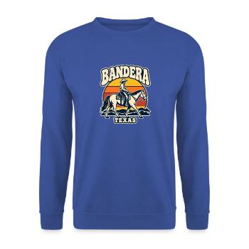 Bandera Ranch Cowboy Sunset - Unisex Pullover - Royalblau - Vorne - Alina (178cm) & Michal (187cm)