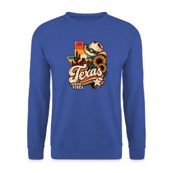 Texas Retro Good Vibes Sonnenblumen - Unisex Pullover - Royalblau - Vorne - Alina (178cm) & Michal (187cm)
