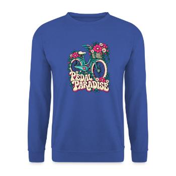 Pedal Paradise Blumenrad Illustration - Unisex Pullover - Royalblau - Vorne - Alina (178cm) & Michal (187cm)