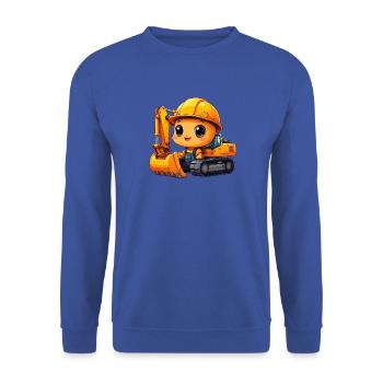 Kleiner Kawaii Bagger Bauarbeiter Helm T-Shirt - Unisex Pullover - Royalblau - Vorne - Alina (178cm) & Michal (187cm)