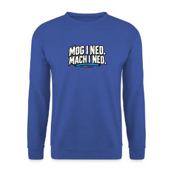 Industrielle Distressed Typografie Blau-Pinsel - Unisex Pullover - Royalblau - Vorne - Alina (178cm) & Michal (187cm)