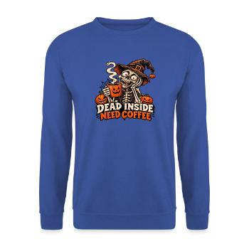 Das Skelett braucht Kaffee - Unisex Pullover - Royalblau - Vorne - Alina (178cm) & Michal (187cm)