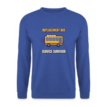 Ersatzbus-Überlebender lustiges Pendler-Tee - Unisex Pullover - Royalblau - Vorne - Alina (178cm) & Michal (187cm)