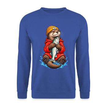 Otter Angler - Unisex Pullover - Royalblau - Vorne - Alina (178cm) & Michal (187cm)