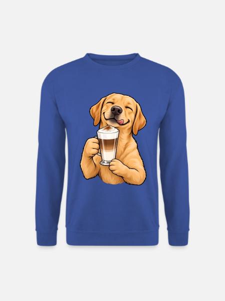 Labrador mit Latte Macchiato – Kaffeepause - Unisex Pullover - Royalblau