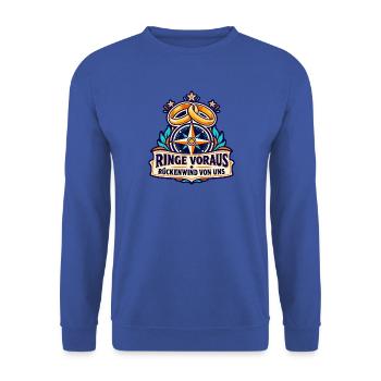 JGA – Ringe voraus, Rückenwind von uns - Unisex Pullover - Royalblau - Vorne - Alina (178cm) & Michal (187cm)