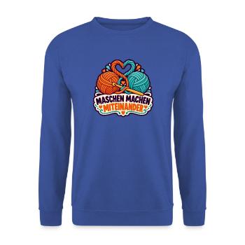 Häkelrunde – Maschen machen Miteinander - Unisex Pullover - Royalblau - Vorne - Alina (178cm) & Michal (187cm)