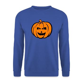 Kürbis Face Comic - Unisex Pullover - Royalblau - Vorne - Alina (178cm) & Michal (187cm)