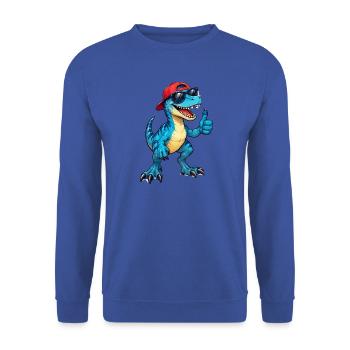 dino-like - Unisex Pullover - Royalblau - Vorne - Alina (178cm) & Michal (187cm)