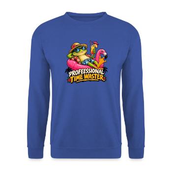Frosch im Ruhestand – Meister der Faulheit - Unisex Pullover - Royalblau - Vorne - Alina (178cm) & Michal (187cm)
