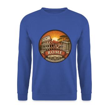 Rom Italien Reiseabzeichen Kolosseum Retro-Souvenir - Unisex Pullover - Royalblau - Vorne - Alina (178cm) & Michal (187cm)
