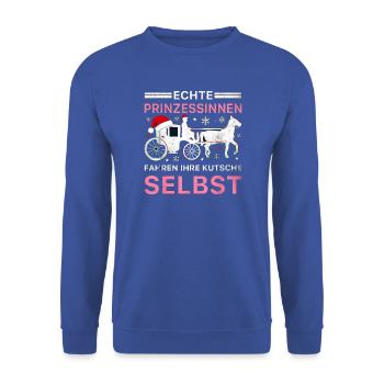 Echte Prinzessinnen Kutsche Weihnachten Pferd - Unisex Pullover - Royalblau - Vorne - Alina (178cm) & Michal (187cm)