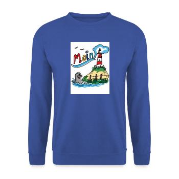 EG Moin Leuchtturm Robe Cartoon Urlaub Geschenk - Unisex Pullover - Royalblau - Vorne - Alina (178cm) & Michal (187cm)