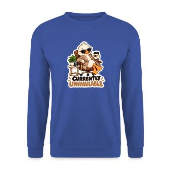 Enten-Chef im Büro – Vorübergehend Vergriffen - Unisex Pullover - Royalblau - Vorne - Alina (178cm) & Michal (187cm)