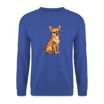 I Love Mom Tattoo – Chihuahua Mom Chi Mama Lover - Unisex Pullover - Royalblau - Vorne - Alina (178cm) & Michal (187cm)