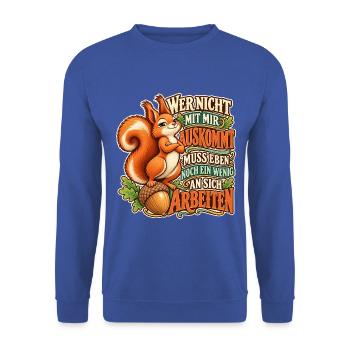 Eichhörnchen – An sich arbeiten - Unisex Pullover - Royalblau - Vorne - Alina (178cm) & Michal (187cm)