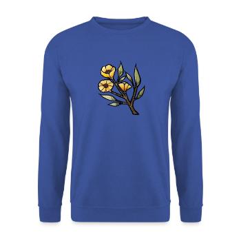 Sunlit Poppy Branch - Unisex Pullover - Royalblau - Vorne - Alina (178cm) & Michal (187cm)
