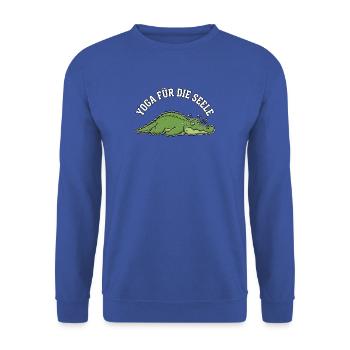 Yoga Krokodil - Unisex Pullover - Royalblau - Vorne - Alina (178cm) & Michal (187cm)