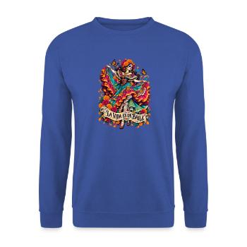 La Vida Es Un Baile Colorido - Unisex Pullover - Royalblau - Vorne - Alina (178cm) & Michal (187cm)