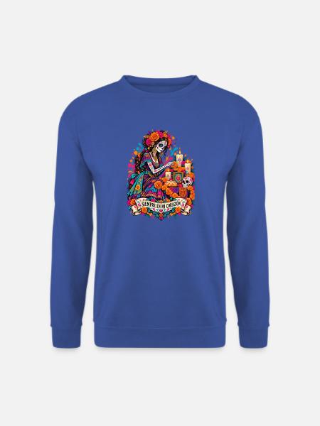 DiaMuertos Herzblüte - Unisex Pullover - Royalblau