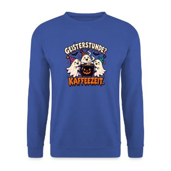 Geisterstunde Kaffeezauber - Unisex Pullover - Royalblau - Vorne - Alina (178cm) & Michal (187cm)