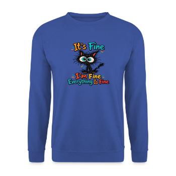 Katze – Alles ist in Ordnung - Unisex Pullover - Royalblau - Vorne - Alina (178cm) & Michal (187cm)