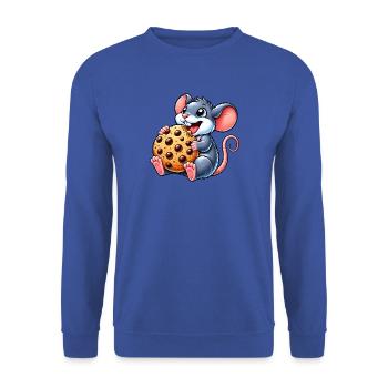 Süße Maus mit Keks Nachtisch Cartoon - Unisex Pullover - Royalblau - Vorne - Alina (178cm) & Michal (187cm)