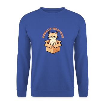 Wütende Katze im Pappkarton - Unisex Pullover - Royalblau - Vorne - Alina (178cm) & Michal (187cm)